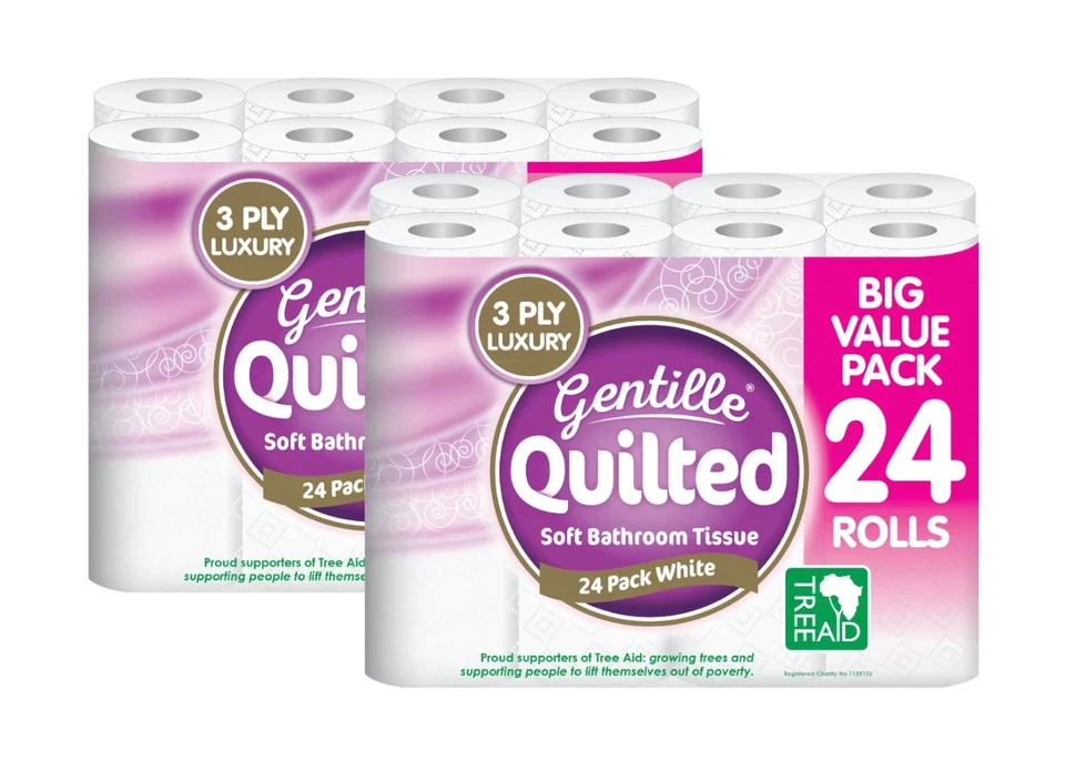 s-l960 Gentille Quilted 3 Ply Luxury Soft Strong Tissue , Toilet Rolls (Pack of 48 ) - Image 1